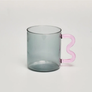 Colorful Ear Glass Mug: Pink with Brown Handle