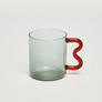 Colorful Ear Glass Mug: Pink with Brown Handle