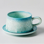 Crystalline Glaze Ceramic Coffee Cup and Saucer Set