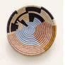 African Rwanda Woven Basket - Abstract Form Plateau Blue