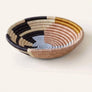African Rwanda Woven Basket - Abstract Form Plateau Blue