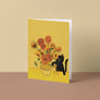 Vincents Sunflower Vase Cat Card