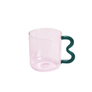 Colorful Ear Glass Mug: Pink with Brown Handle
