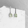 Green Amethyst Emerald Cut Gemstone Earrings