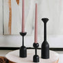 Black Wood Candle Holder | Table Decoration: C