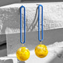 Gino Earrings--Blue and Yellow Swirl