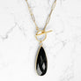 Long Black Onyx Teardrop Toggle Necklace