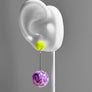 Polka Dot Earrings--Neon Yellow and Purple Swirl
