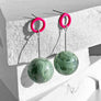 Ingo Earrings--Magenta and Mint Swirl