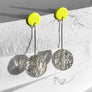 Polka Dot Earrings--Neon Yellow and Silver