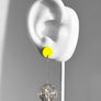 Polka Dot Earrings--Neon Yellow and Silver