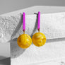 Aarnio Earrings--Magenta and Yellow Swirl
