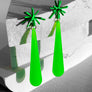 Sputnik Extra Long Drop Earrings--Neon Green