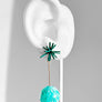 Sputnik Round Drop Earrings--Teal Swirl