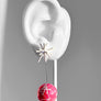 Sputnik Round Drop Earrings--White and Magenta