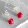 Sputnik Round Drop Earrings--White and Magenta