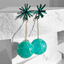 Sputnik Round Drop Earrings--Teal Swirl