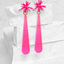 Sputnik Extra Long Drop Earrings--Neon Pink