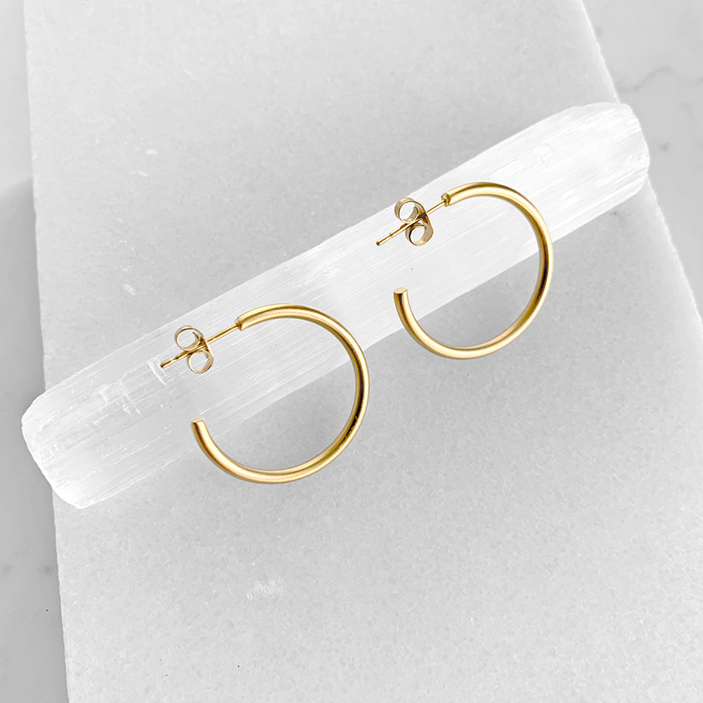 Satin Finish Gold Hoop Earrings – Lewis & Pine
