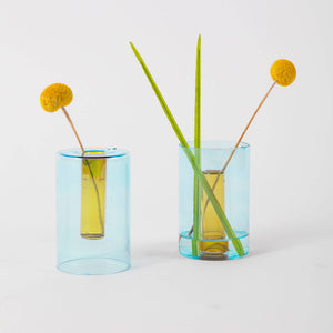 Reversible Glass Vase - Small: Peach/Cobalt
