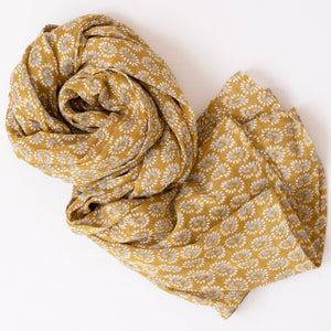 Sunburst Dark Honey Block Printed Scarf