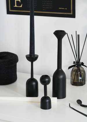 Black Wood Candle Holder | Table Decoration: A