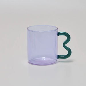 Colorful Ear Glass Mug: Pink with Brown Handle