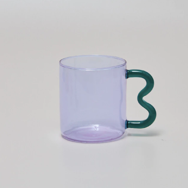 Colorful Ear Glass Mug: Pink with Brown Handle