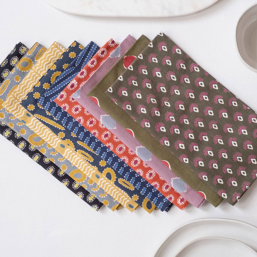 Daisy Brick Wine Block Printed Napkins - set of 4