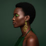Linework Earrings Metallic Green