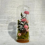 Pink Flower Forest Mini Cloche Terrarium w. Dried Florals