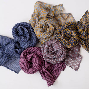 Palma Cloud Block Printed Scarf