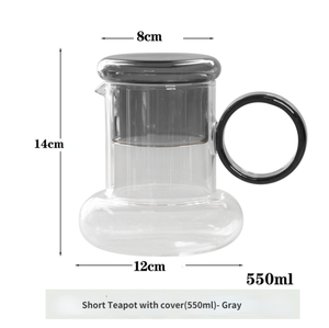 Glass Pitcher Teapot with Cup Lid: Brown