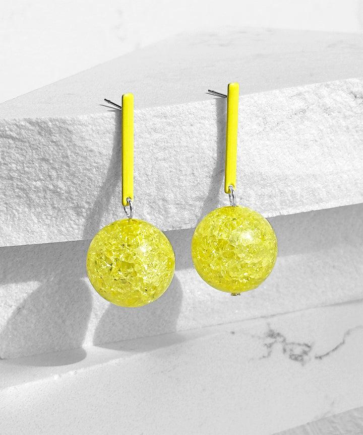 Aarnio Earrings--Lemon Yellow Crackle