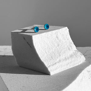 Pool Blue Color Dot Earrings