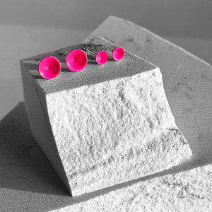 Hot Pink Color Dot Earrings