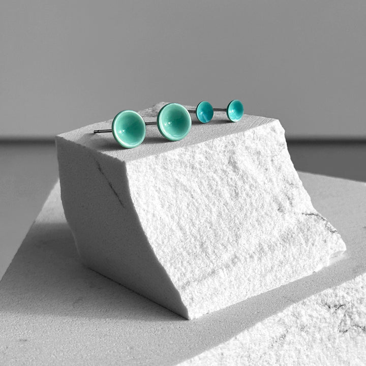 Tiffany Blue Color Dot Earrings