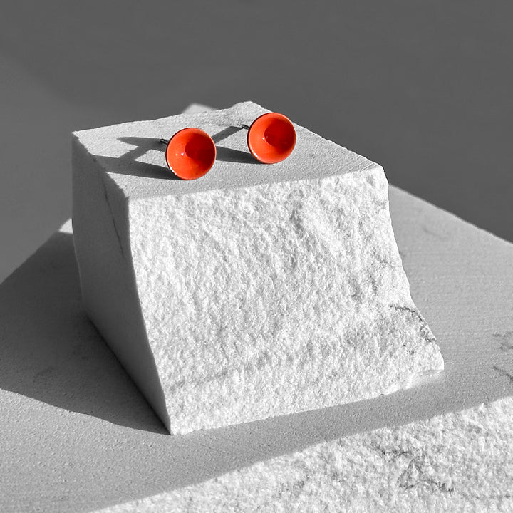 Coral Color Dot Earrings
