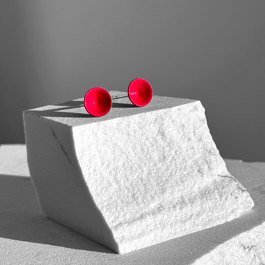 Deep Magenta Color Dot Earrings