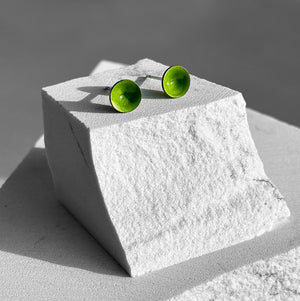 Shocking Green Color Dot Earrings