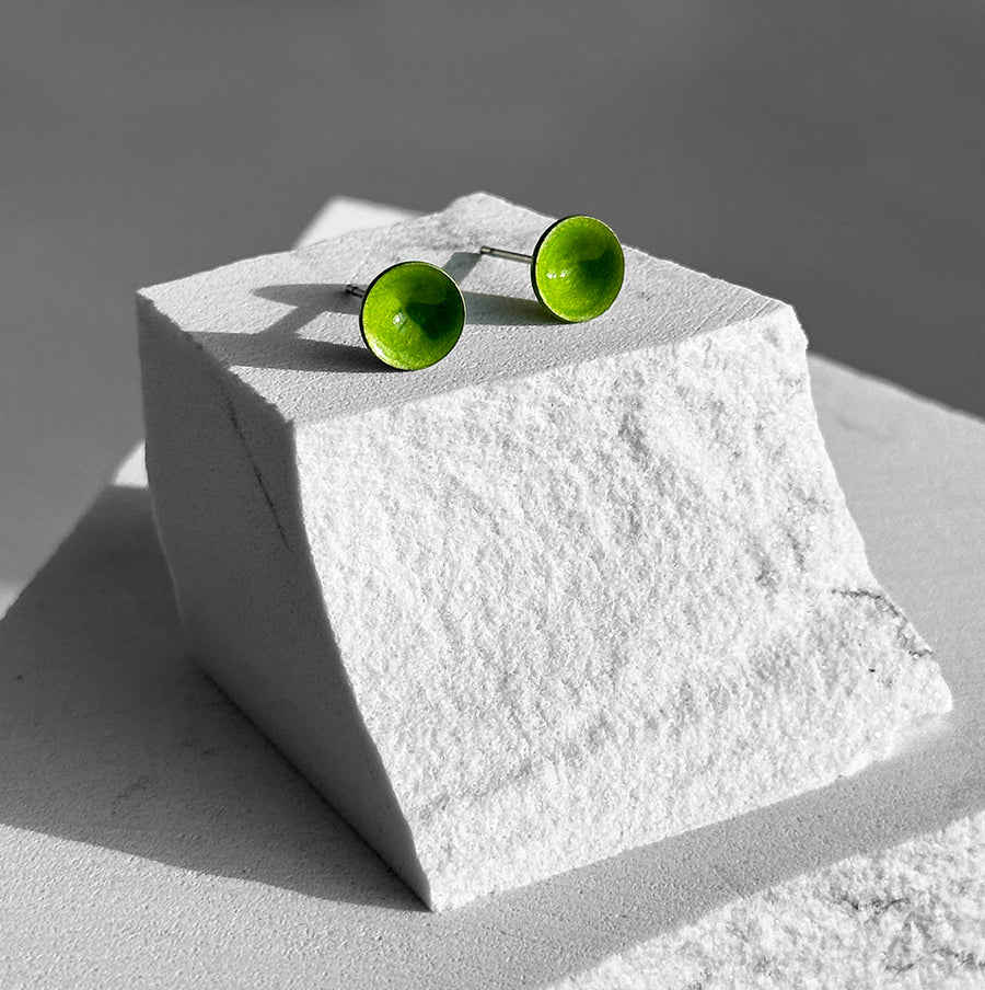 Shocking Green Color Dot Earrings