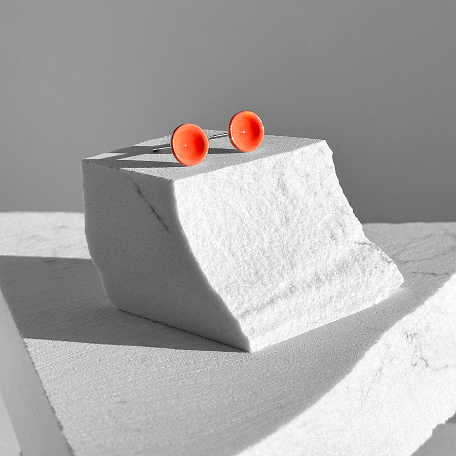 Light Coral Color Dot Earrings