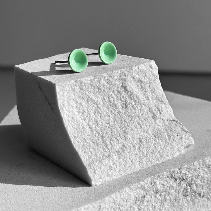 Mint Green Color Dot Earrings