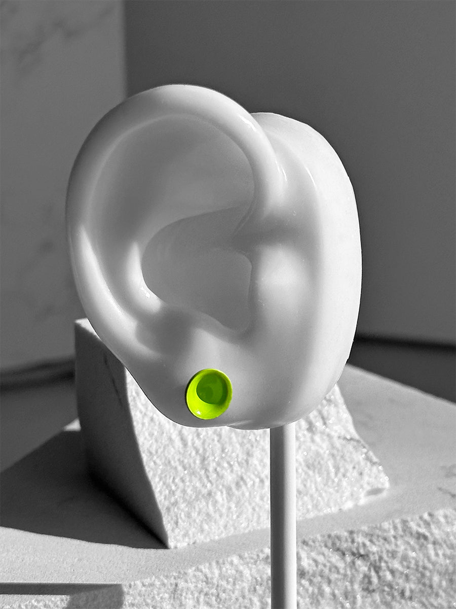 Neon Lime Green Color Dot Earrings