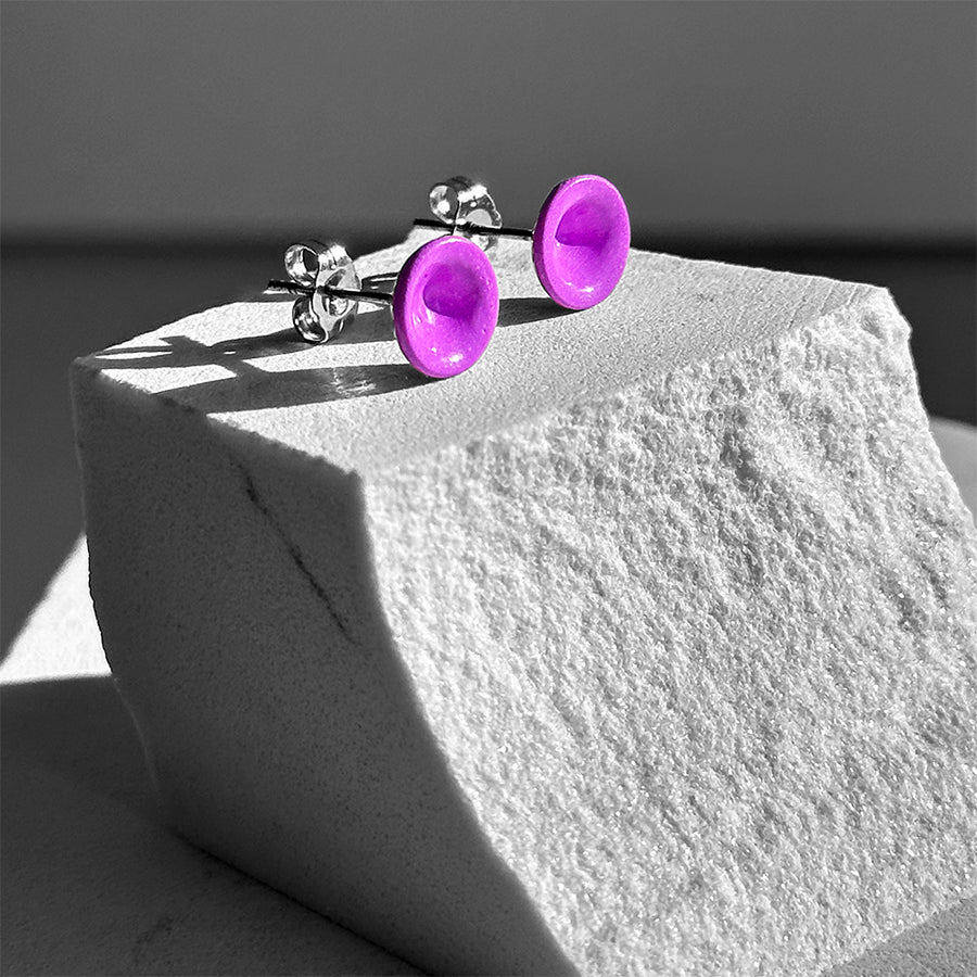 Neon Violet Color Dot Earrings