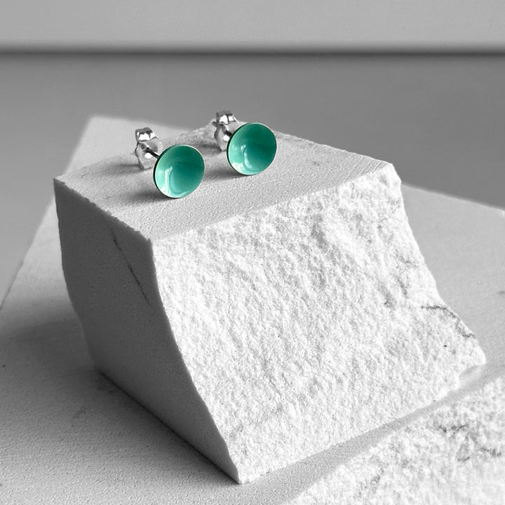 Patina Turquoise Color Dot Earrings