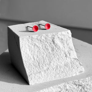 Deep Rose Pink Color Dot Earrings