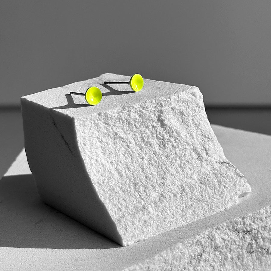 Neon Yellow Color Dot Earrings