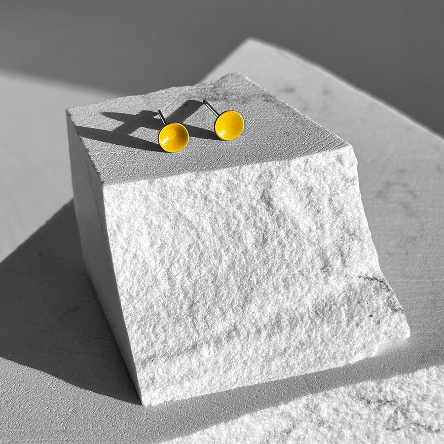 Golden Yellow Color Dot Earrings