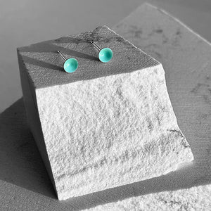 Tiffany Blue Color Dot Earrings